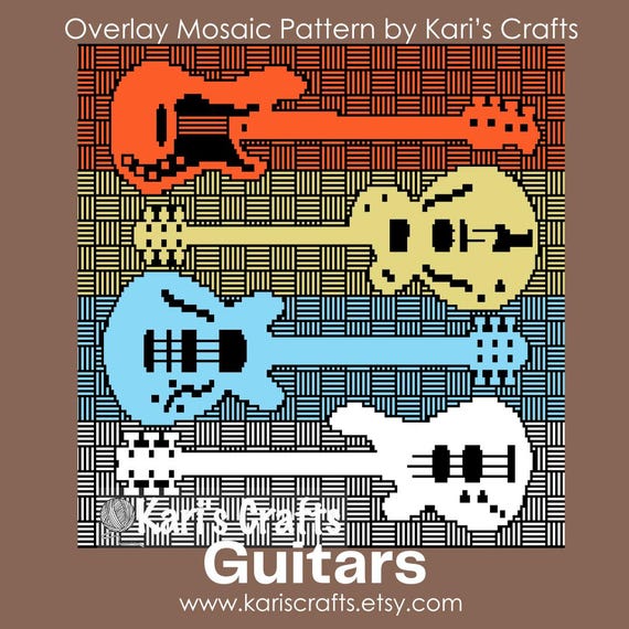 Guitars Overlay Mosaic Crochet Afghan Pattern - Graph & Written