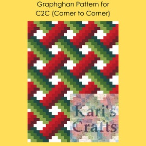 Woven Ribbons Croquilt C2C Corner to Corner Afghan Blanket PDF Pattern - Graph + Written Instructions-Digital Download