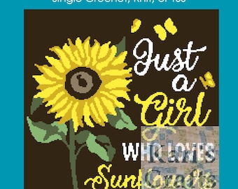 Love Sunflowers Afghan Pattern: Single Crochet, Knit or TSS (Digital Download)