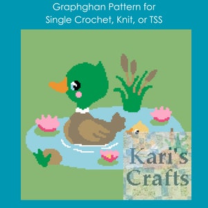 Duck Pond Baby Afghan or Lap Throw Blanket PDF Pattern for single crochet or knit or tss-Graph + Written Instructions - Digital Download