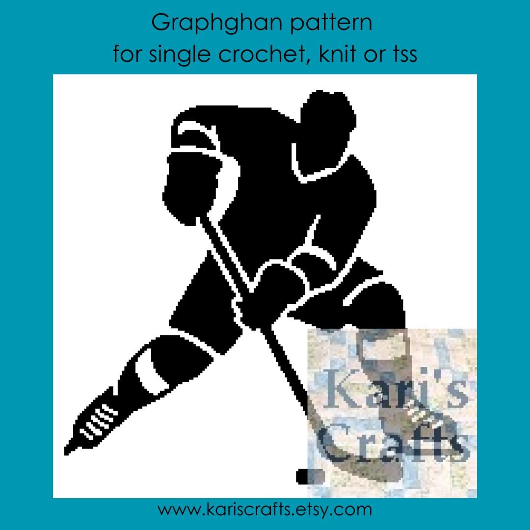 Goalkeeper Pattern Hockey Player Silhouette Afghan Pattern: Single Crochet, Knit or TSS ...