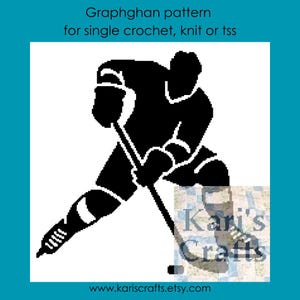 Couverture afghane en silhouette de joueur de hockey, modèle PDF pour crochet, simple crochet ou tricot - graphique + instructions écrites - téléchargement immédiat