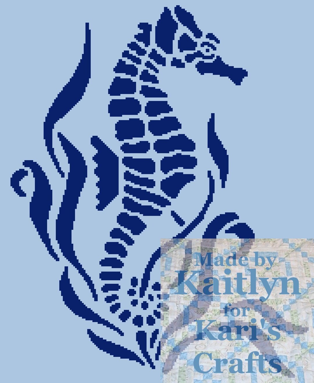 Seahorse Navy Pattern Print Hooded Blanket main image 0