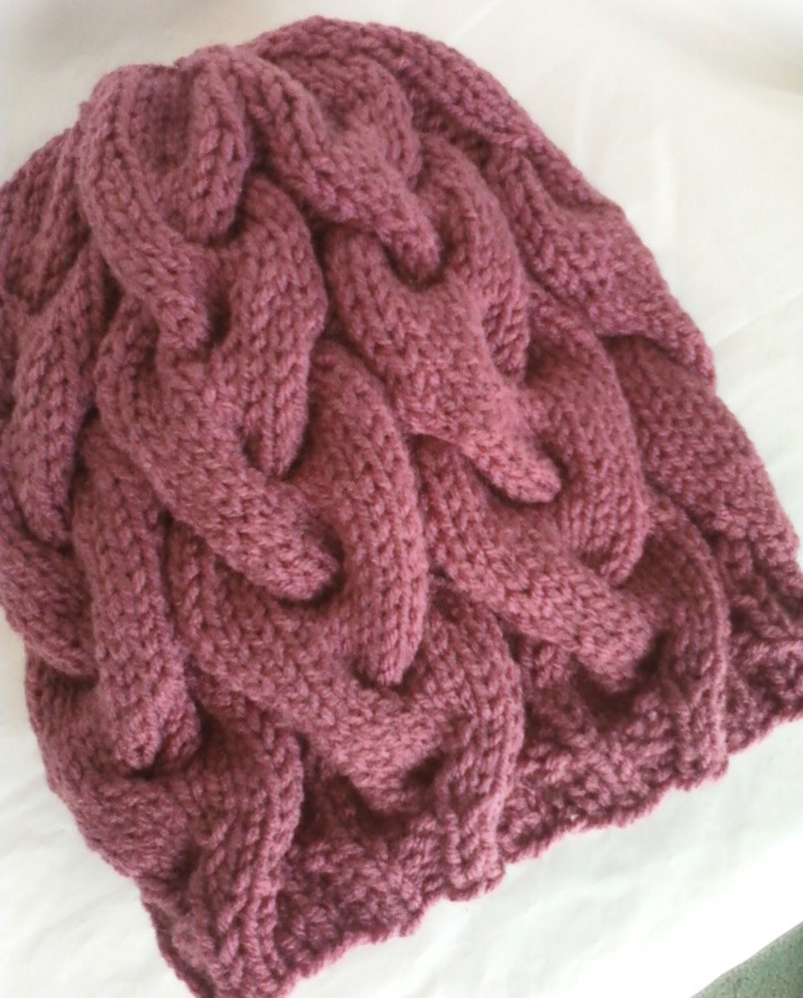 Slouchy Braided Cable Knit Hat Country Rose Etsy