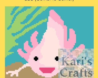Axolotl C2C Crochet Lap Afghan Throw Blanket Pattern: Graph & Written Instructions (Digital Download)