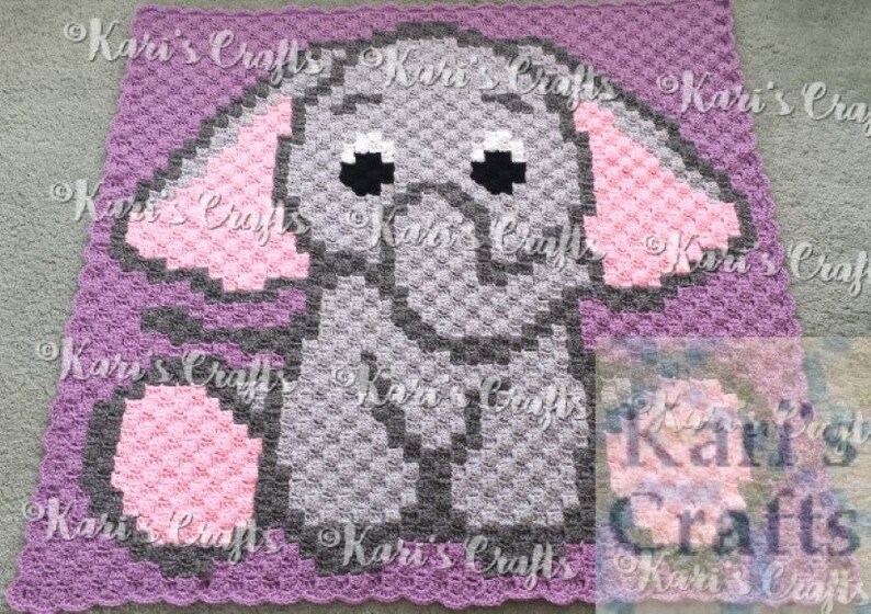 Baby Elephant C2C Corner to Corner Afghan Blanket PDF Pattern Etsy