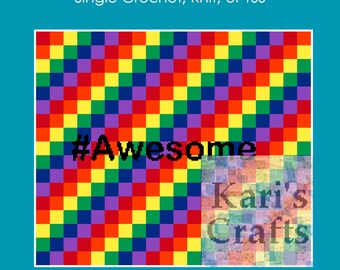 Awesome Rainbows Afghan PDF Pattern for single crochet knit or tss - Graph + Written Instructions - Instant Download