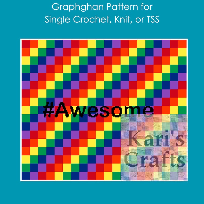 Graphghan Design Awesome Rainbows Afghan Crochet Pattern: Graph & Written Instructions ...