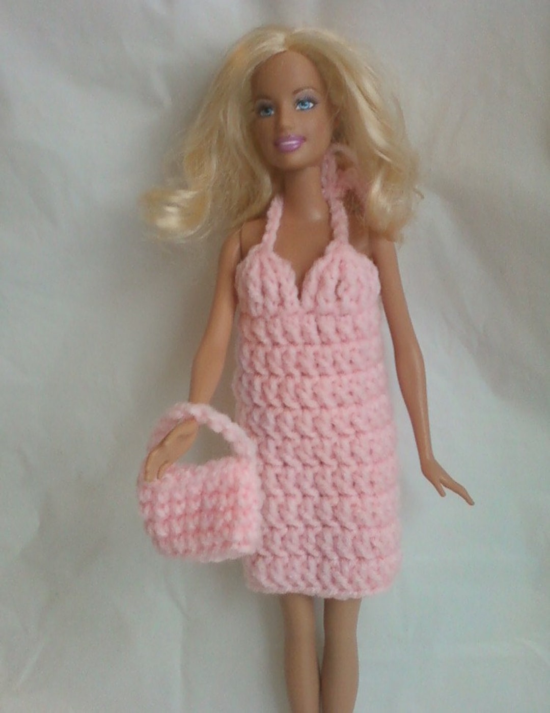 Barbie or Fashion Doll Halter Dress With Purse - Baby Pink - Etsy
