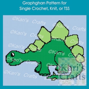 Stegosaurus Afghan Baby Blanket PDF Pattern for single crochet knit or tss - Graph + Written Instructions - Digital Download