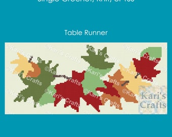 Autumn Leaves v2 Table Runner Pattern: Single Crochet or Knit (Digital Download)