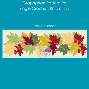Autumn Leaf Table Runner Graphghan PDF Pattern for single crochet or knit - Graph + Written Instructions - Digital Download