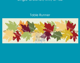 Autumn Leaf Table Runner Pattern: Single Crochet or Knit (Digital Download)