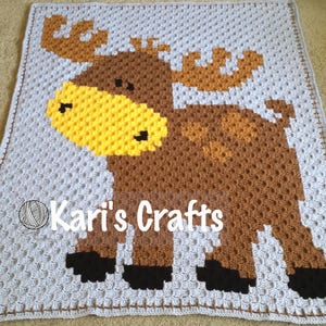 Hand Crocheted Baby Moose Baby or Toddler Blanket: Handcrafted Graphghan Throw