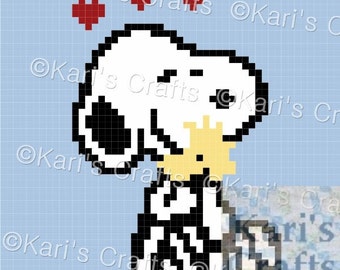 Snoopy and Woodstock Love C2C Afghan Throw or Pillow PDF Pattern - Graph + Written Instructions - Instant Download