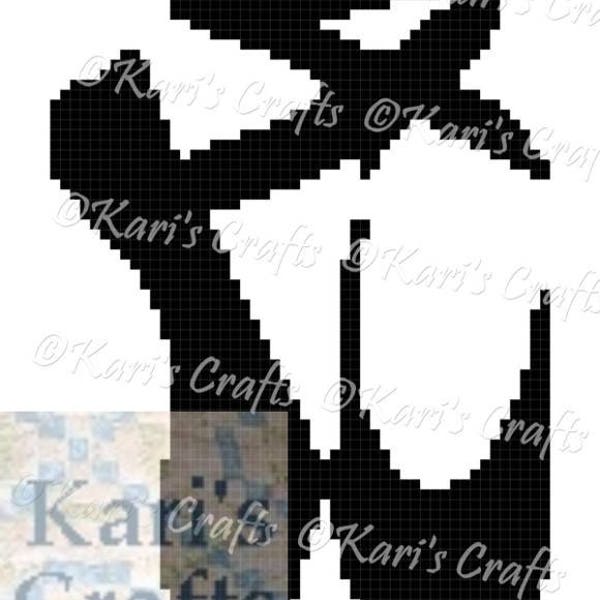 Ballet Slippers Silhouette C2C Afghan PDF Pattern Graph + Written Instructions - Instant Download