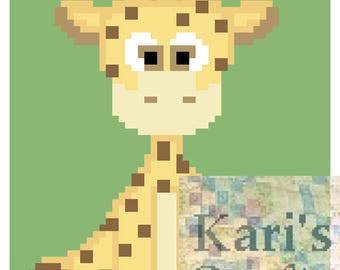 Sitting Baby Giraffe C2C Corner to Corner Afghan Blanket PDF Pattern Graph + Written Instructions - Instant Download