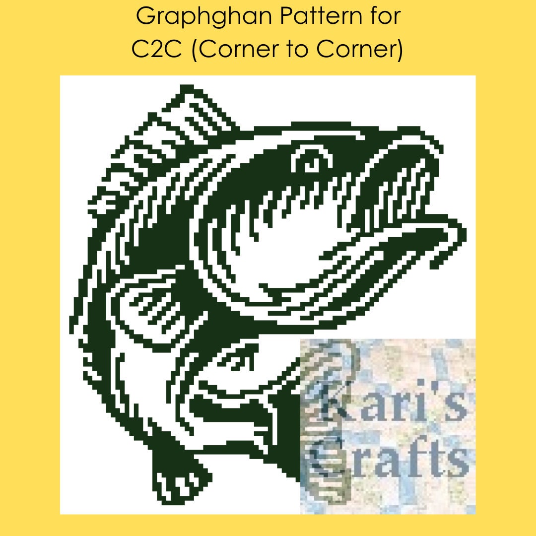 Bass Fish Afghan Pattern: C2C Crochet Throw Blanket (digital Download) -  Etsy, image size:1080x1080