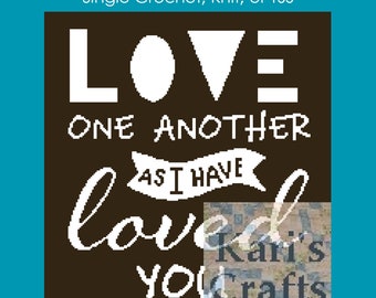 Love One Another Afghan Throw Blanket PDF Pattern for single crochet knit or tss - Graph + Written Instructions - Instant Download