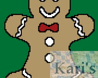 Gingerbread Man C2C Corner to Corner Afghan Blanket PDF Pattern - Graph + Written Instructions-Instant Download