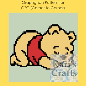 Pooh Sleeping C2C Corner to Corner Baby Afghan Blanket or Pillow PDF Pattern Graph + Written Instructions-Instant Download