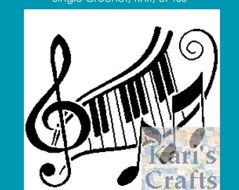 Treble Clef Piano Afghan Throw Blanket PDF Pattern for single crochet knit or tss - Graph + Written Instructions - Digital Download