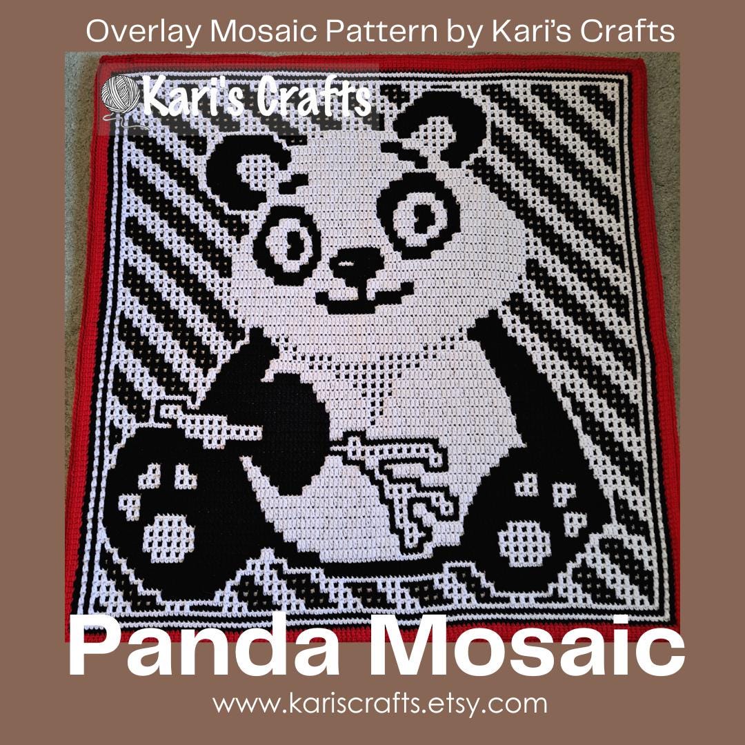 Panda Mosaic Baby Toddler Lap Afghan Blanket PDF Pattern for overlay mosaic crochet - Graph + Written Instructions - Digital Download