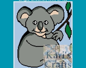 Koala on a Branch Baby Toddler Afghan Throw Blanket PDF Pattern for single crochet knit or tss - Graph + Written Instructions