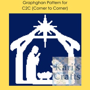May include: A white silhouette of a nativity scene with a star above the manger, set against a dark blue background. The text "Kari's Crafts" is visible in the lower right corner.