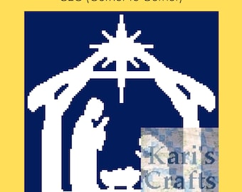 Nativity C2C Corner to Corner Afghan Throw Blanket PDF Pattern - Graph + Written Instructions-Digital Download
