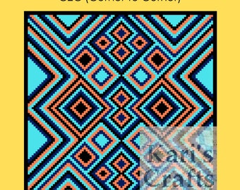 Blanket 2 C2C Crochet Blanket Pattern: Geometric Croquilt Afghan (Digital Download)