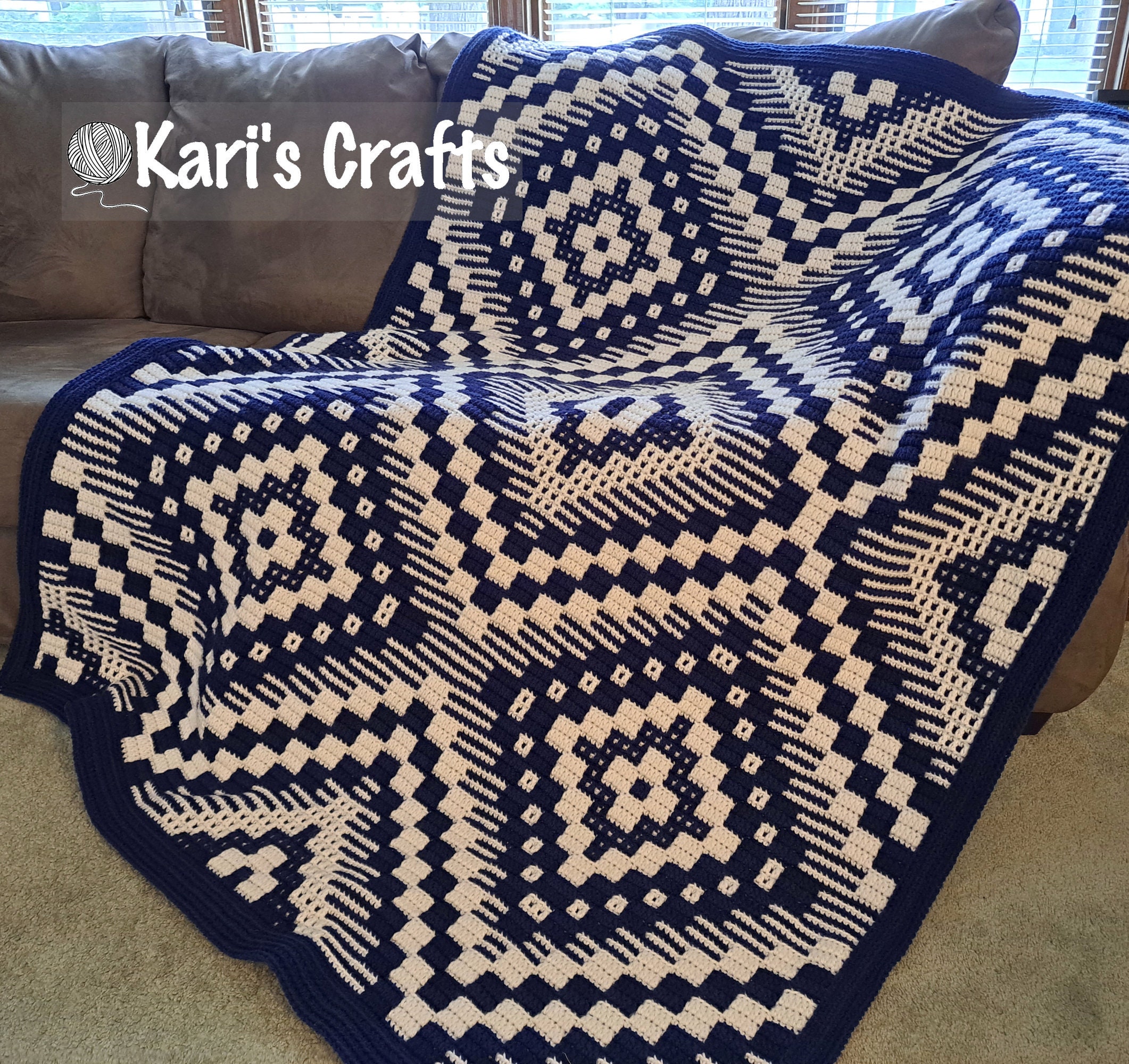Magic Eye Throw Blanket Overlay Mosaic Crochet Pattern 