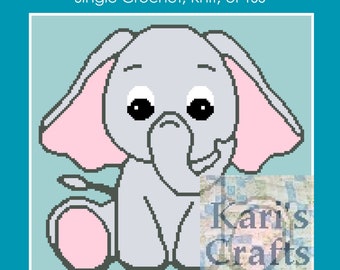 Baby Elephant Throw Size Afghan Pattern: Single Crochet, Knit or TSS (Digital Download)