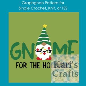 Gnome For The Holidays Afghan Throw Blanket PDF Pattern for single crochet or knit or tss-Graph + Written Instructions - Digital Download
