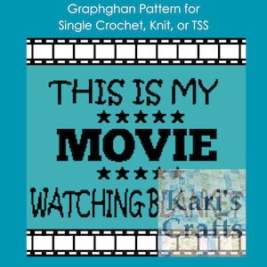 Movie Watching Blanket Afghan Throw Blanket PDF Pattern for single crochet knit or tss - Graph + Written Instructions - Digital Download