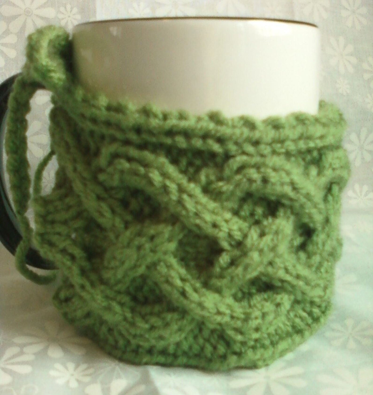Cable Knit Mug Cozy Tea Leaf Green Etsy