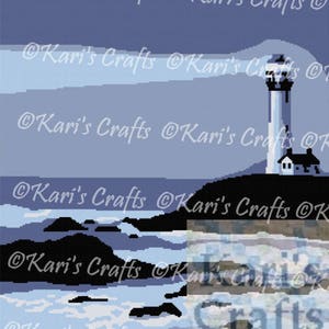 Lighthouse on a Rocky Seashore Afghan PDF Pattern Graph + Written Instructions - Instant Download