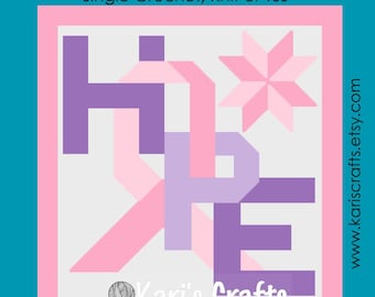 Hope Cancer Ribbon Croquilt Afghan Pattern: Single Crochet, Knit or TSS (Digital Download)