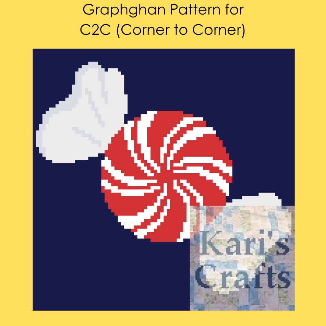 Peppermint Candy C2C Crochet Afghan Pattern: Graph & Written ...