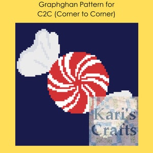 Peppermint Candy C2C Corner to Corner Afghan Blanket PDF Pattern - Graph + Written Instructions - Digital Download