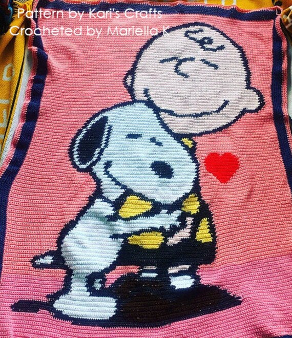 チャーリー・ブラウンとスヌーピーのアフガン編み図：シングル