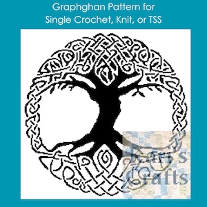 Celtic Tree Of Life Afghan Throw Blanket PDF Pattern for single crochet knit or tss - Graph + Written Instructions - Digital Download