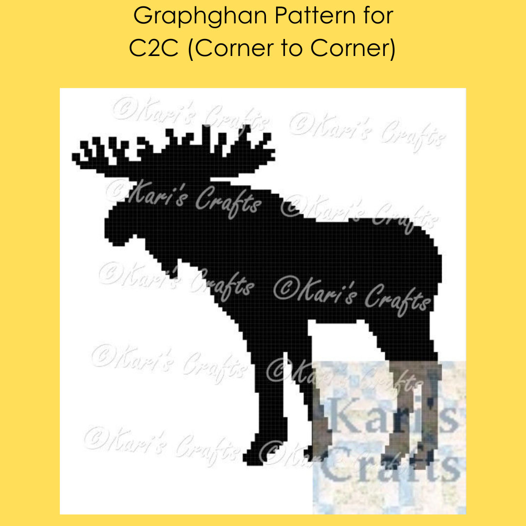 35 Moose Crochet Patterns: Woodland Amigurumi, Loveys, Plushies, and More 7 Moose Silhouette C2C Crochet Afghan Pattern: King/Full