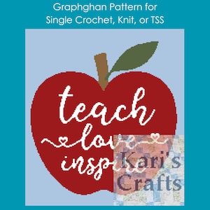 Teach Love Inspire Apple Afghan Pattern: Single Crochet, Knit or TSS (Digital Download)