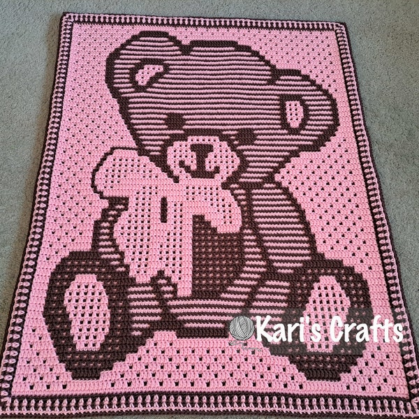 Teddy Bär Baby Kleinkind Schoß afghanische Decke PDF Muster für Overlay Mosaik häkeln - Graph + schriftliche Anleitung - Instant Download