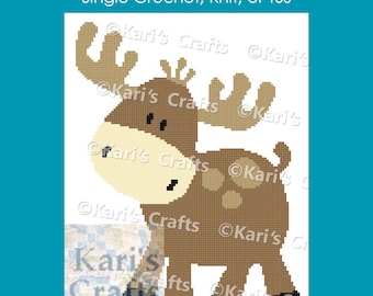 Baby Moose Baby Blanket Afghan Pattern: Single Crochet, Knit or TSS (Digital Download)