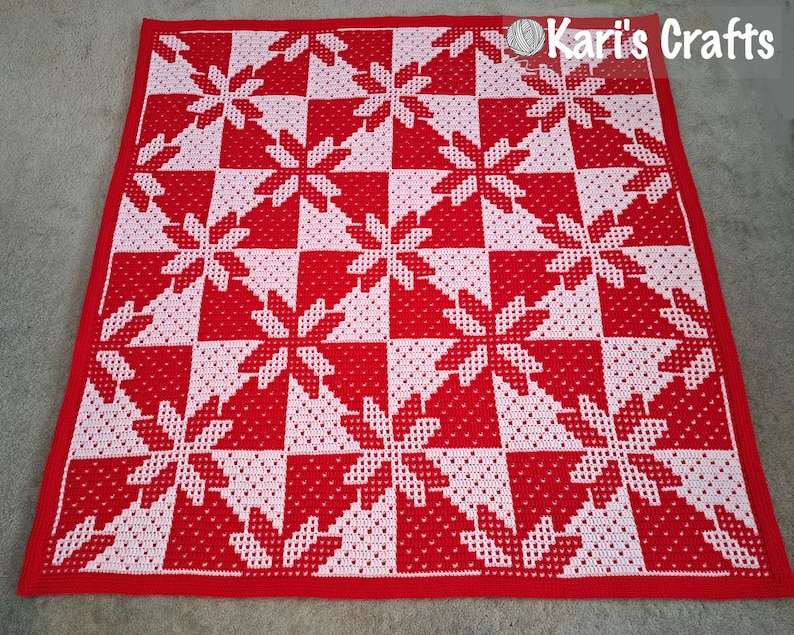 Hunter's Star Croquilt Afghan Blanket or Tablerunner PDF Pattern for Overlay Mosaic Crochet-Graph Written Instructions Instant Download image 4