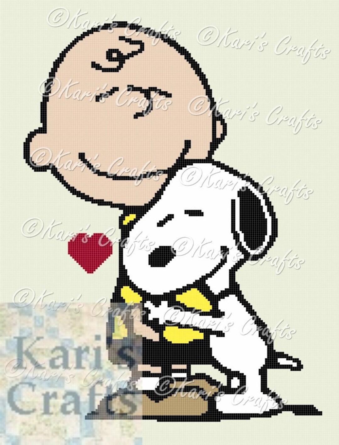 Charlie Brown and Snoopy Love Afghan PDF Pattern for Single Crochet