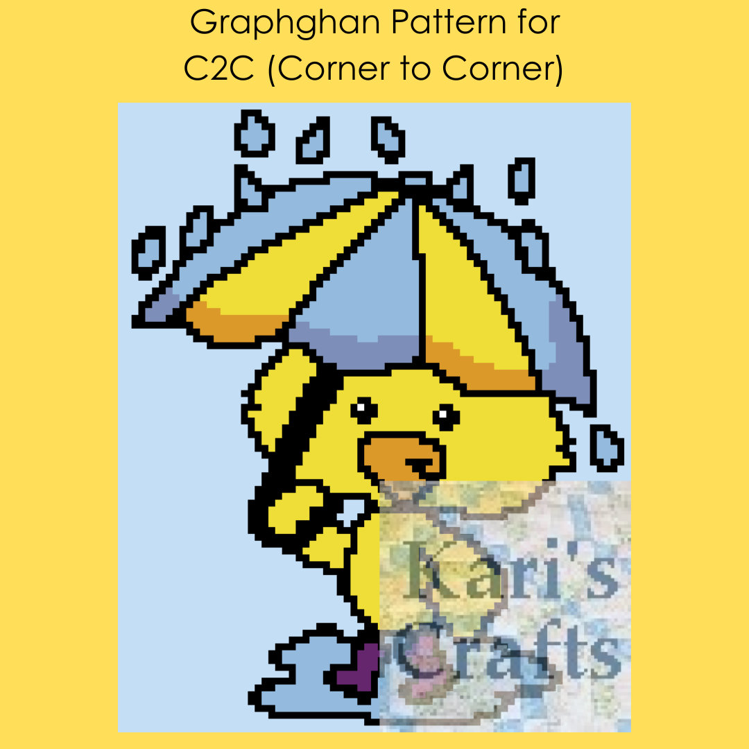 30 Beautiful Crochet Umbrellas and Patterns You Will Love! 19 Duck with Umbrella C2C Afghan Pattern