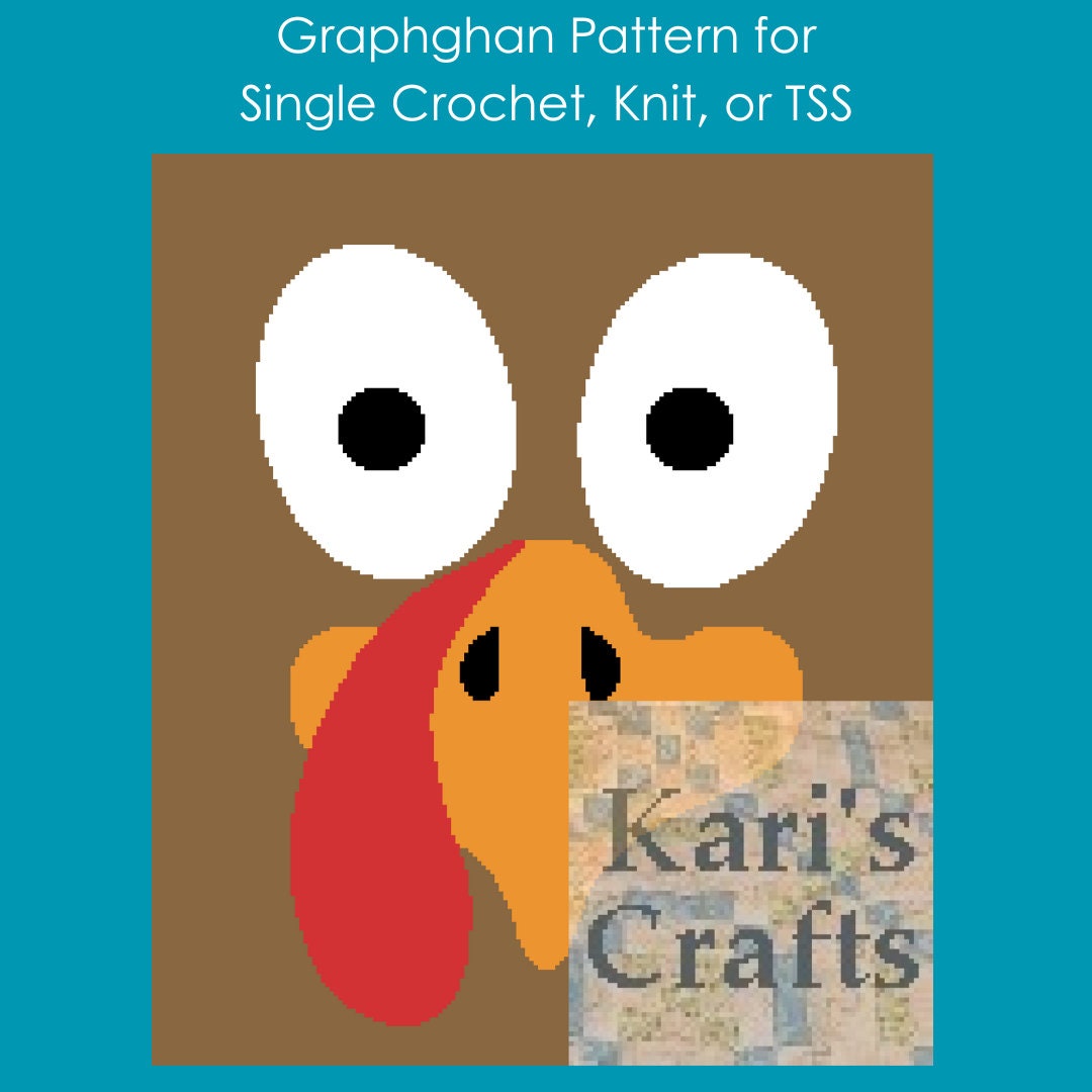 39 Turkey Crochet Patterns for Festive Thanksgiving Decorations 14 Turkey Face Afghan Pattern: Single Crochet